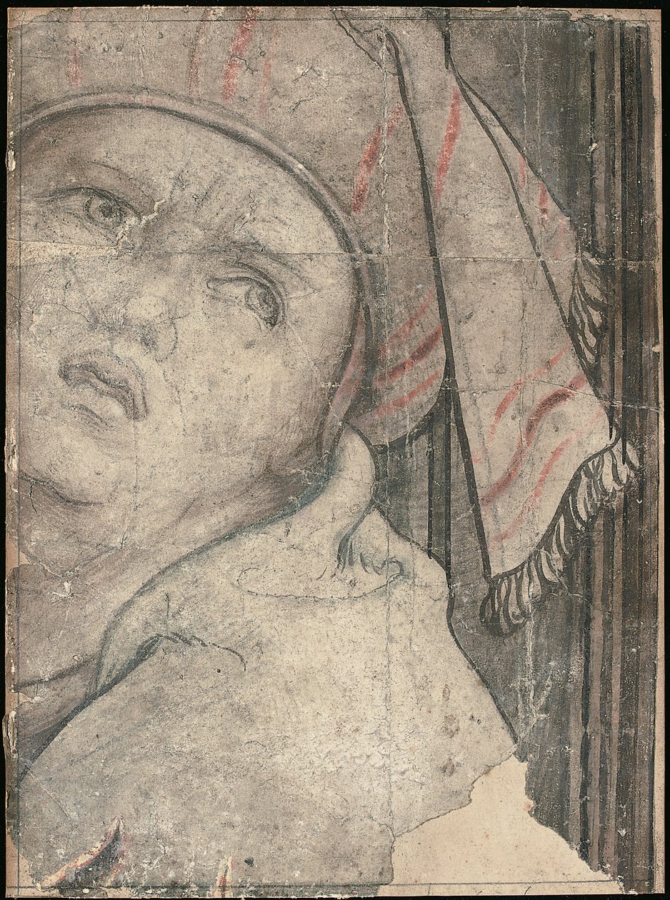 Egy turbános férfi feje felfelé néz alkotó: Pieter Coecke van Aelst