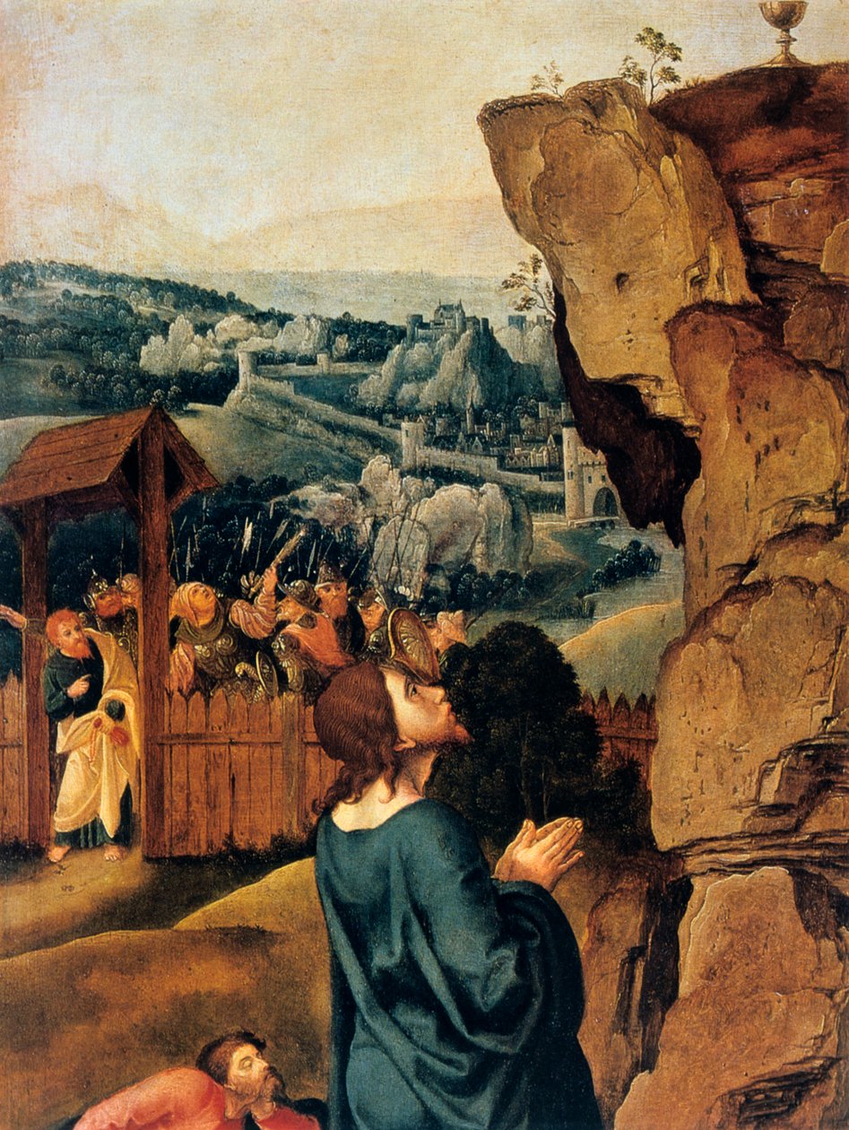 Agónia a kertben, részlet, 1527-1530. alkotó: Pieter Coecke van Aelst
