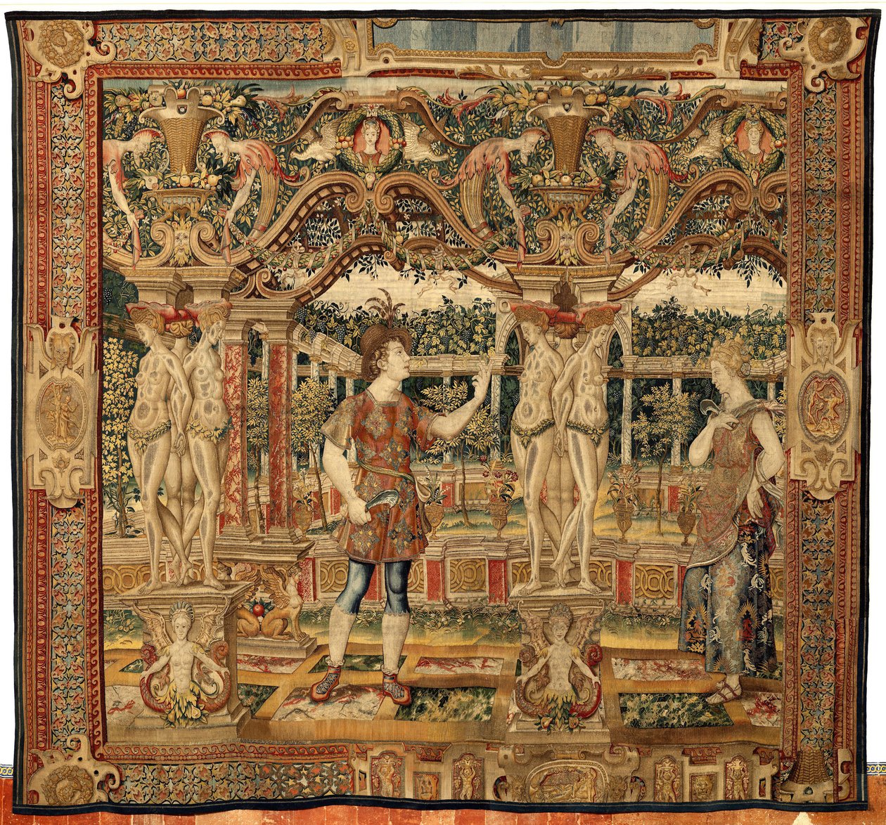 Vertumnus és Pomona: Metszőmetszővé alakult Vertumnus, 1550 körül (arany, gyapjú és selyem) alkotó: Pieter Coecke van Aelst