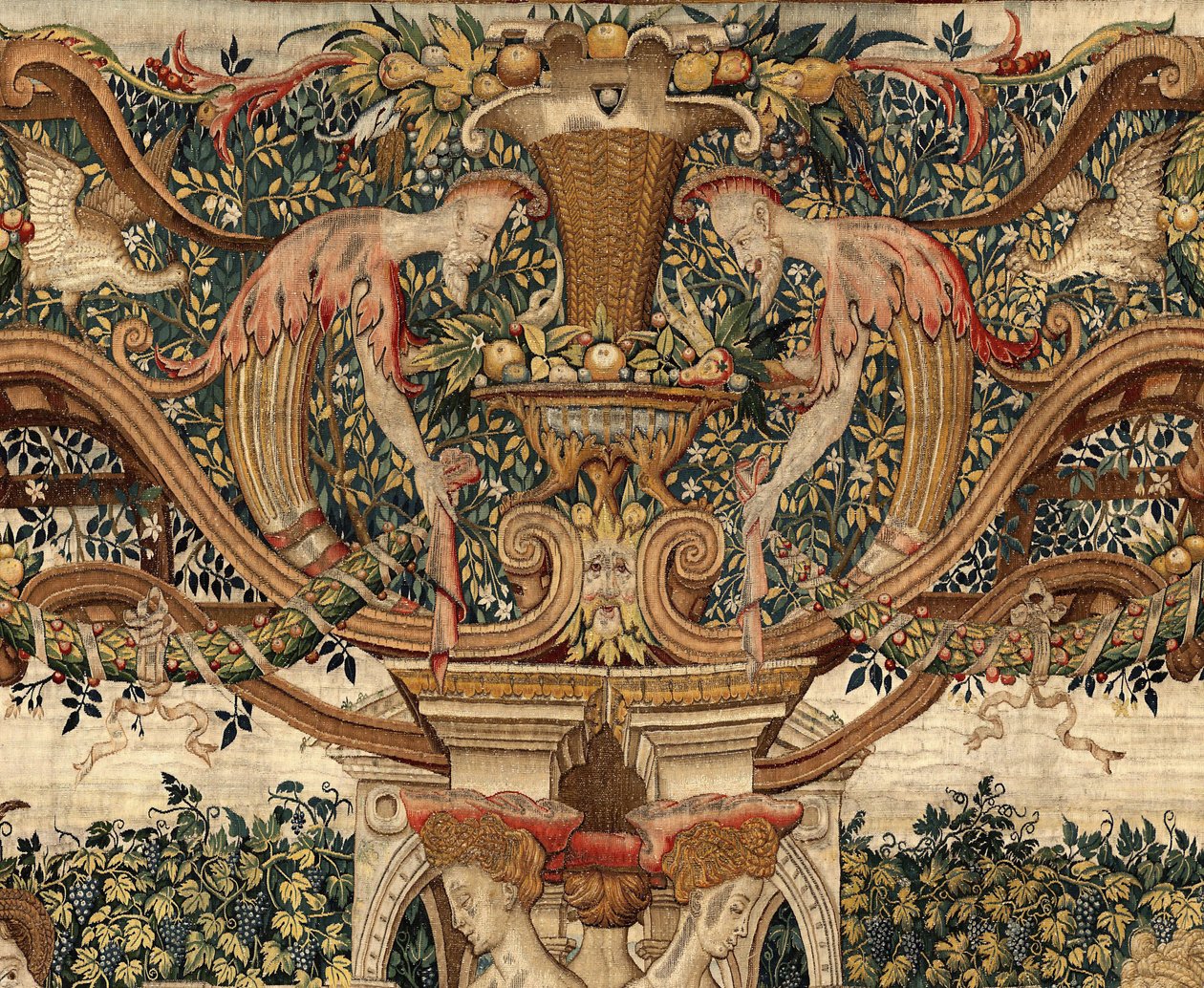 Vertumnus és Pomona: Metszőmetszővé alakult Vertumnus, 1550 körül (arany, gyapjú és selyem) alkotó: Pieter Coecke van Aelst