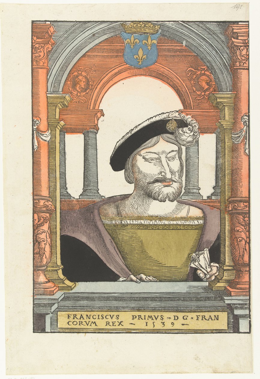 I. Ferenc 1494-1547 francia király, Bretagne hercege, Provence grófjának portréja, 1539 alkotó: Pieter Coecke van Aelst