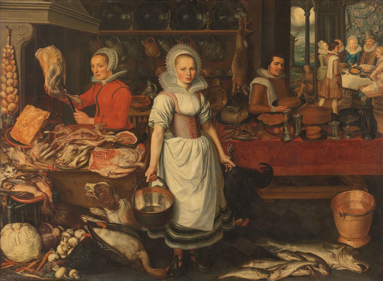 Konyhai jelenet a gazdag ember és szegény Lázár példázatával alkotó: Pieter Cornelisz. van Rijck (attributed to)