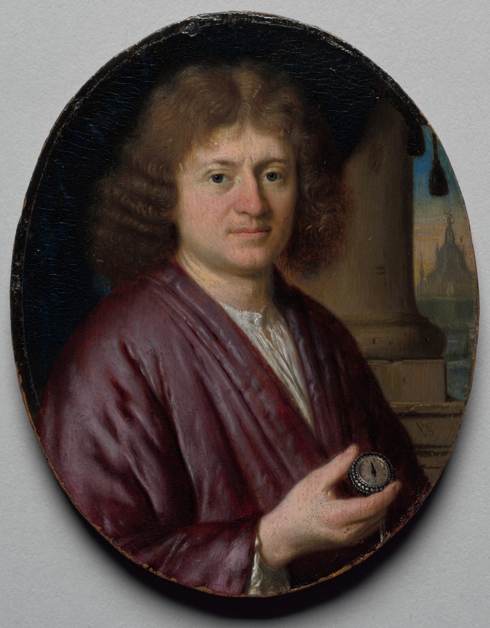 Egy karórát tartó férfi portréja alkotó: Pieter Cornelisz van Slingelandt