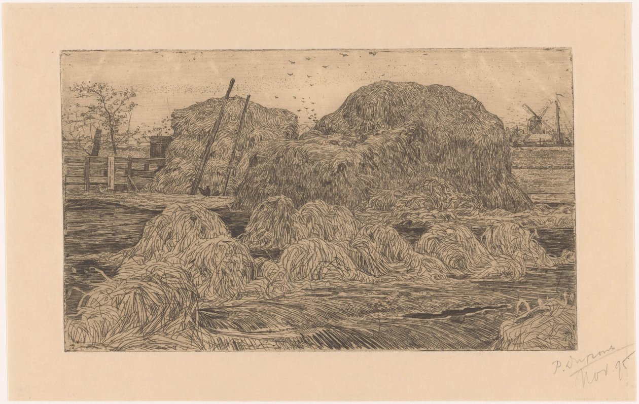 Szénakazalok a mezőn alkotó: Pieter Dupont (signed by artist)