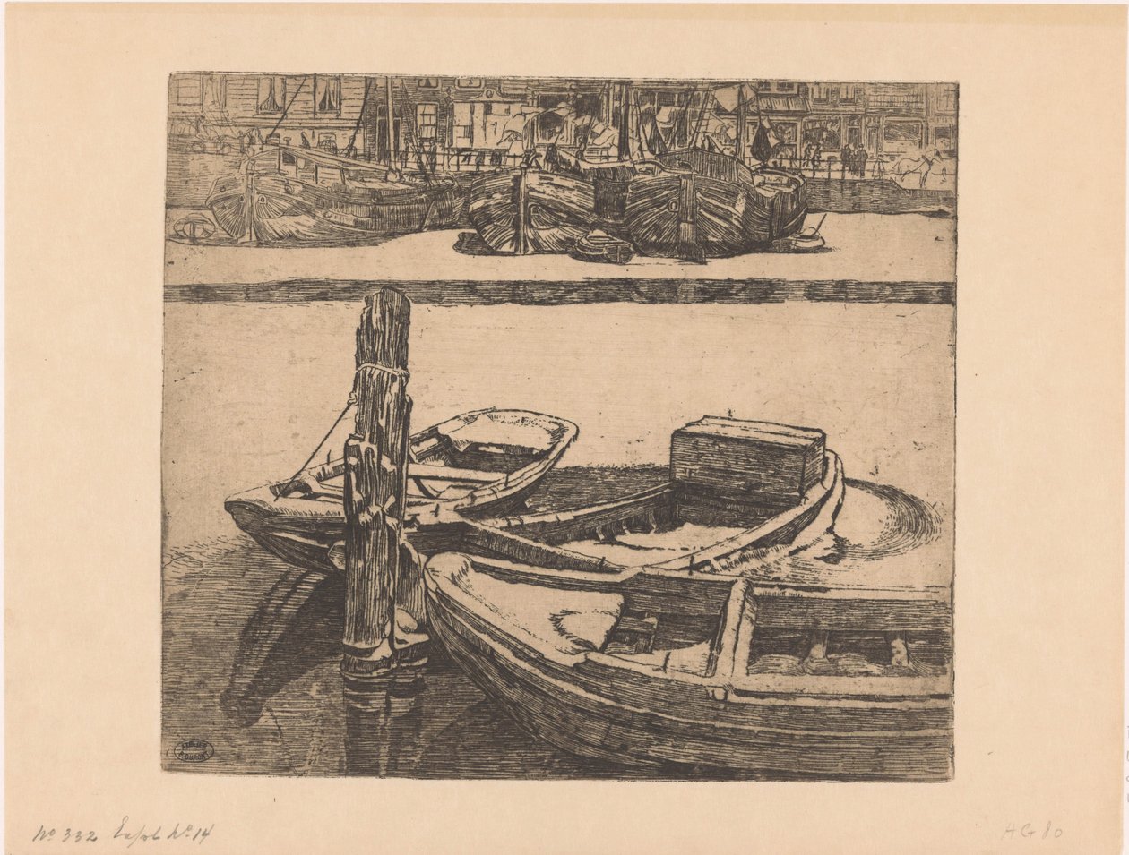 Hajók a Damrakban Amszterdamban alkotó: Pieter Dupont (signed by artist)