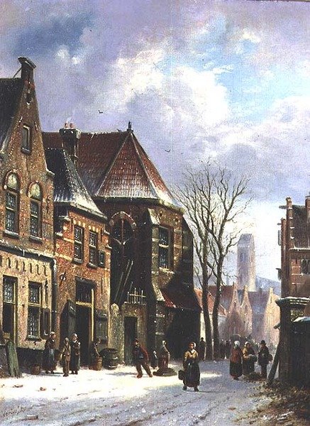 Egy holland utcai jelenet alkotó: Pieter Gerard Vertin
