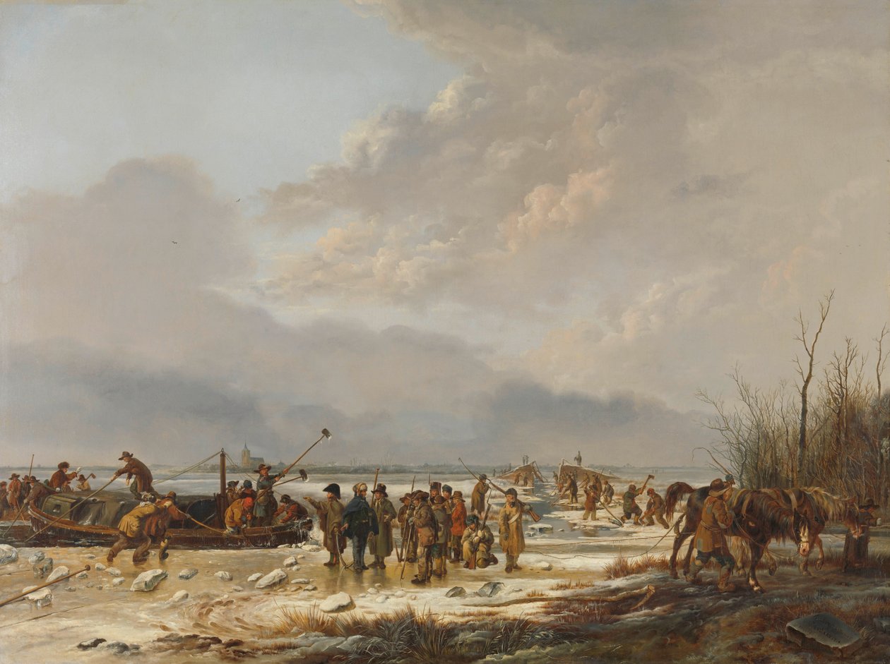 Breaking the Ice on the Karnemelksloot, Naarden, 1814. január alkotó: Pieter Gerardus van Os