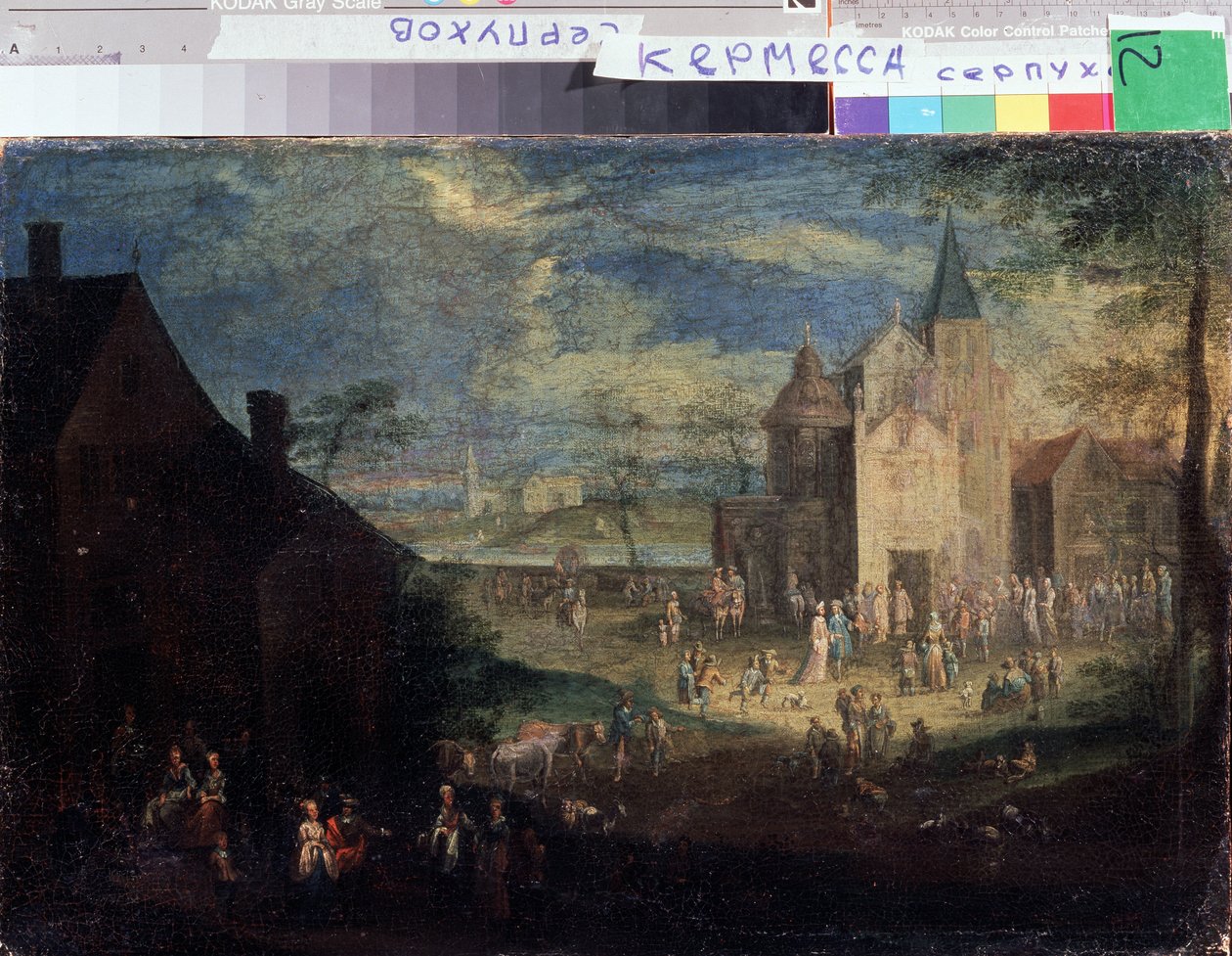 ""Kermesse egy falu helyén"" (Kermis) Városi táj Flandriában. Peter Gysels (1621-1690) Serpukhov festménye, Oroszország Állami Történeti és Művészeti Múzeuma alkotó: Peeter Gijsels