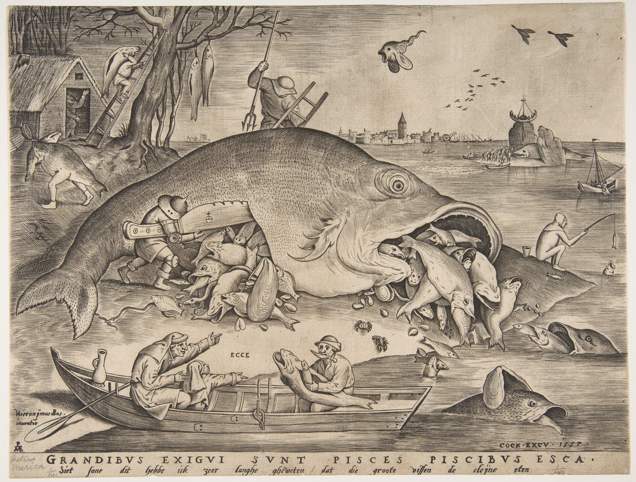 A nagy halak kis halat esznek, 1557 alkotó: Pieter Heyden van der