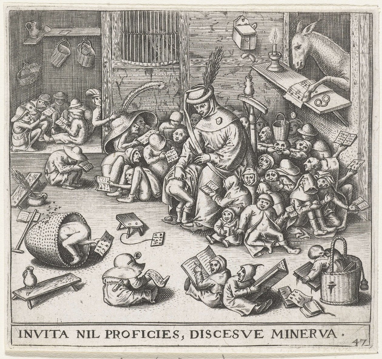 A szamár az iskolában alkotó: Pieter Heyden van der