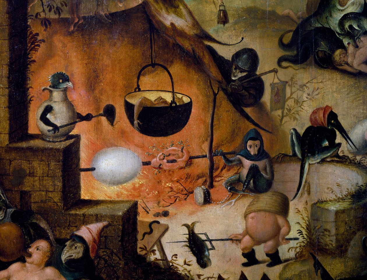Pokol, az utolsó ítélet részlete, 1554 körül, Pieter Huys festménye (kb. 1520-kb. 1584), olaj, tábla alkotó: Pieter Huys