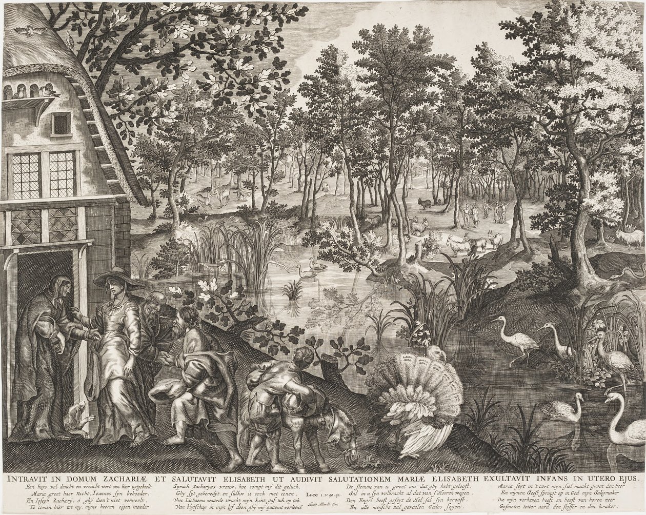 Látogatás erdős tájban alkotó: Pieter II de Jode
