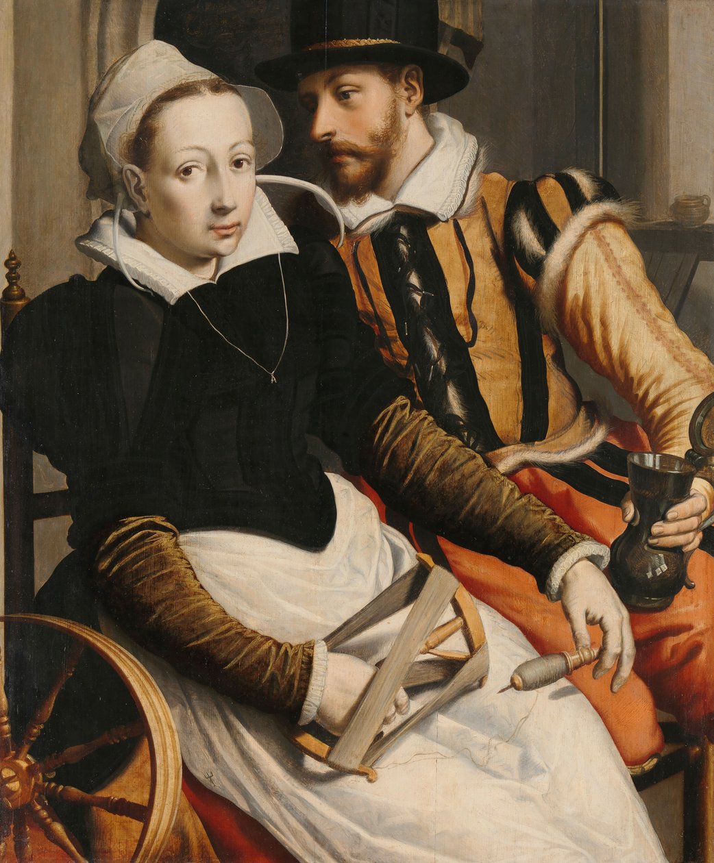 Férfi és nő forgó keréknél, c. 1560-70 alkotó: Pieter Pietersz the Elder