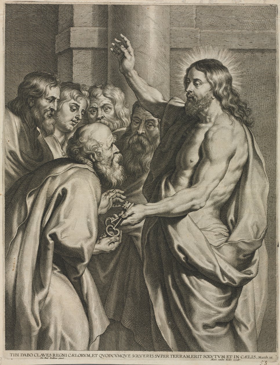 Krisztus adja a kulcsokat Péternek alkotó: Pieter I de Jode