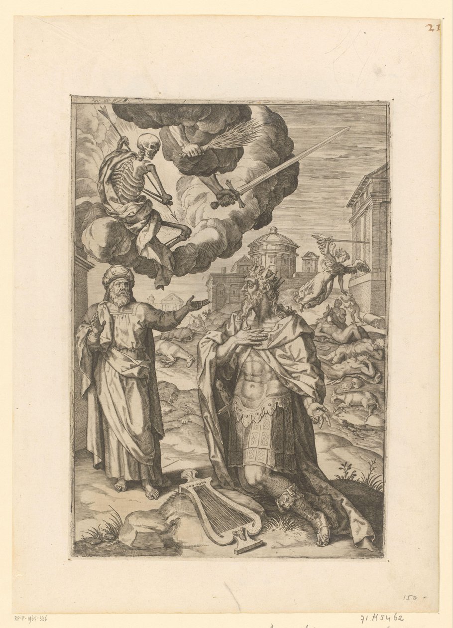Dávid és Salamon azért imádkoznak, hogy vége legyen Izrael büntetésének alkotó: Pieter Jalhea Furnius (possibly)