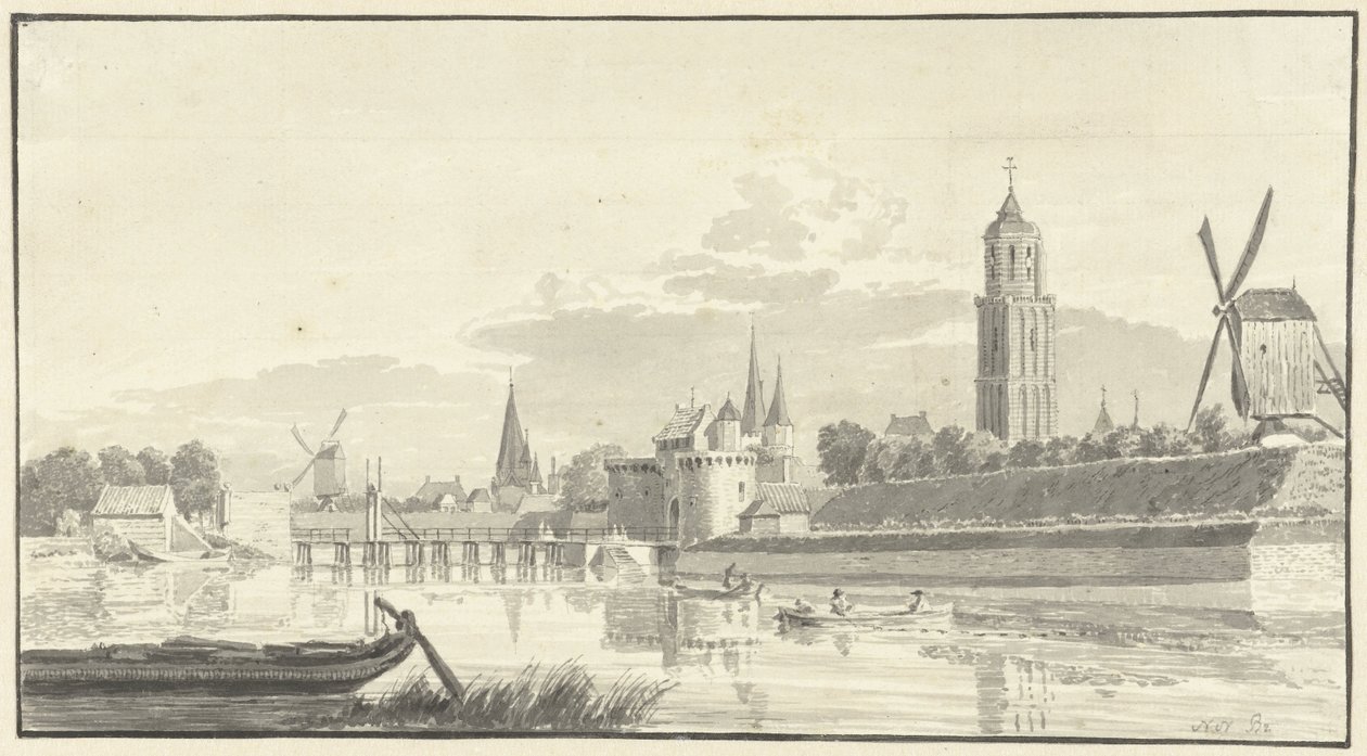 A Kamperpoort Zwolle-ban alkotó: Pieter Jan van Liender (attributed to)
