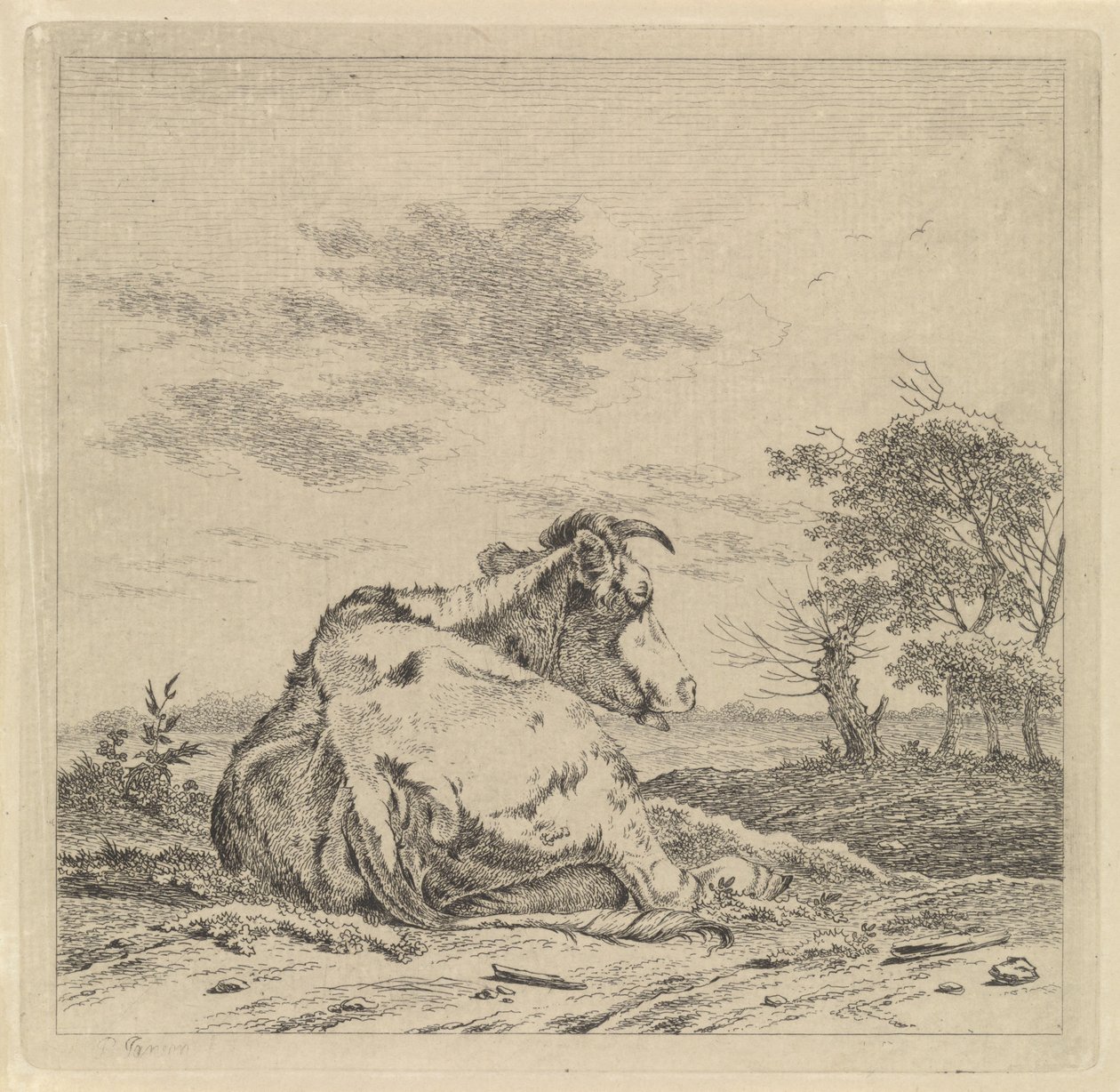 Táj fekvő tehénnel alkotó: Pieter Janson