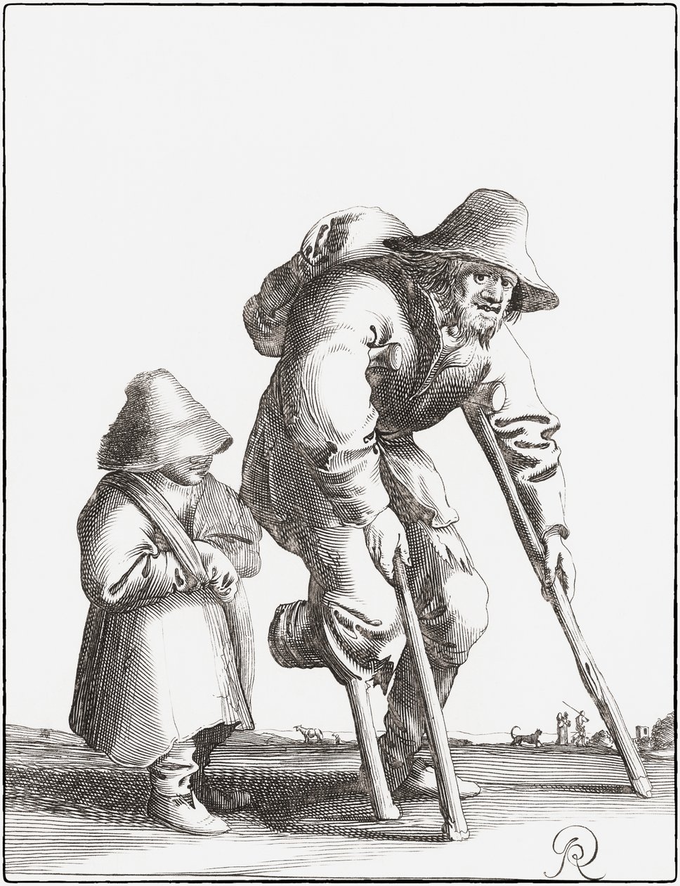 Nyomék koldus gyerekkel (metszet) alkotó: Pieter Jansz (after) Quast