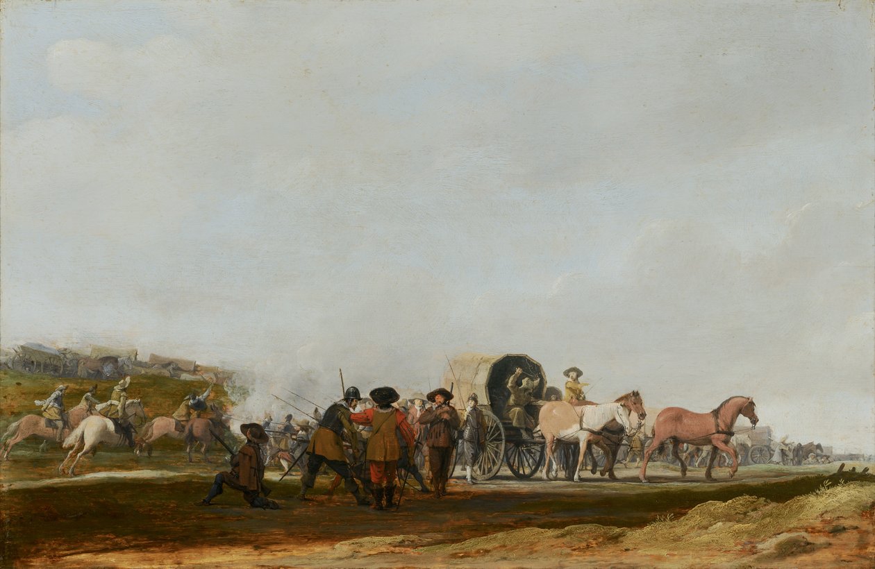 Hadseregkonvoj lesben tartása, 1631 alkotó: Pieter Jansz Post