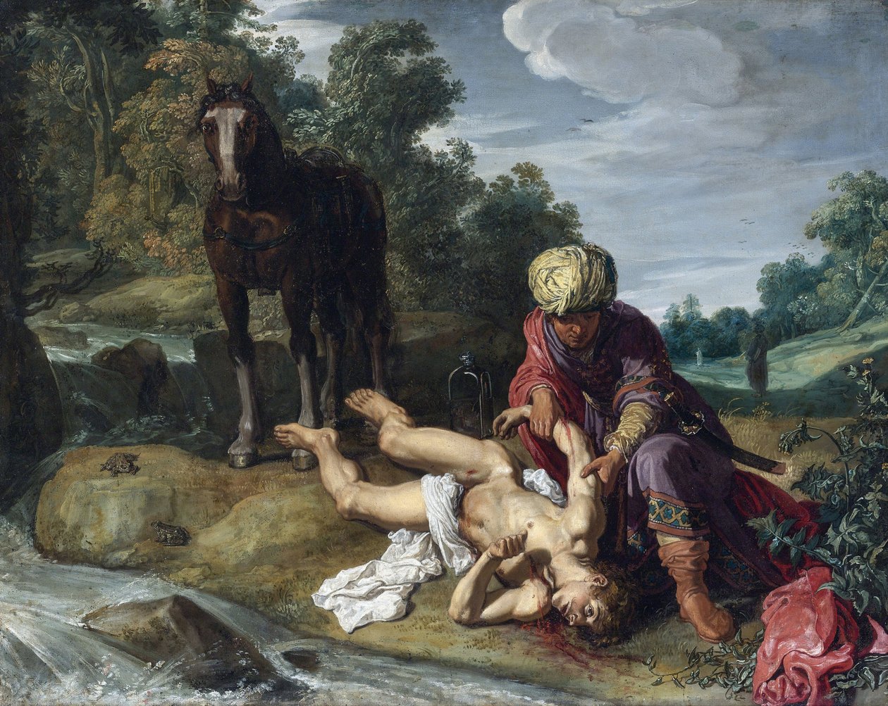 Bon Samaritain - Az irgalmas szamaritánus - Peinture de Pieter Pietersz Lastman (1583-1633), c. 1612 - Olaj, vászon alkotó: Pieter Lastman