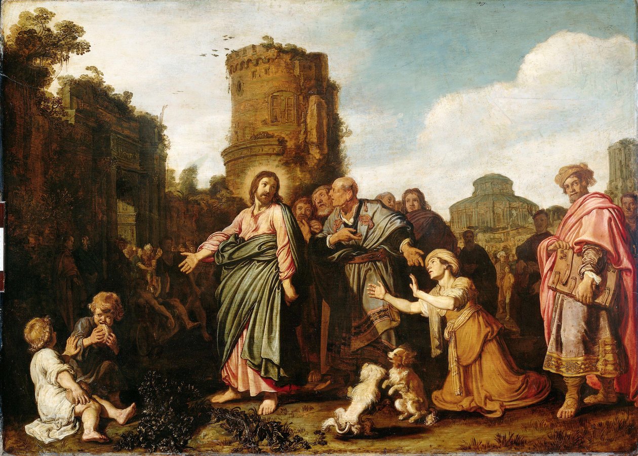 Krisztus és a kánaáni asszony (Máté 15:21-21; Márk 7:24-30) alkotó: Pieter Lastman