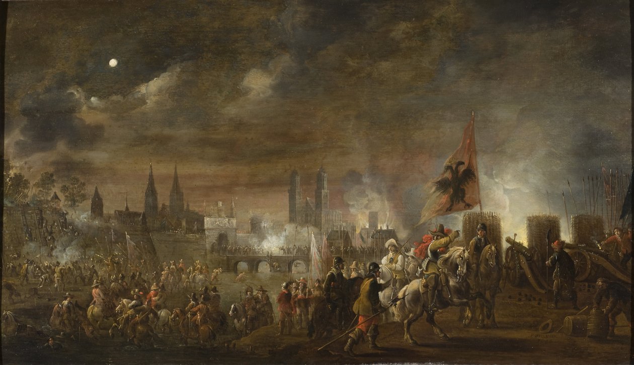 Magdeburg kifosztása (harmincéves háború) – Magdeburg ostroma alkotó: Pieter Meulener