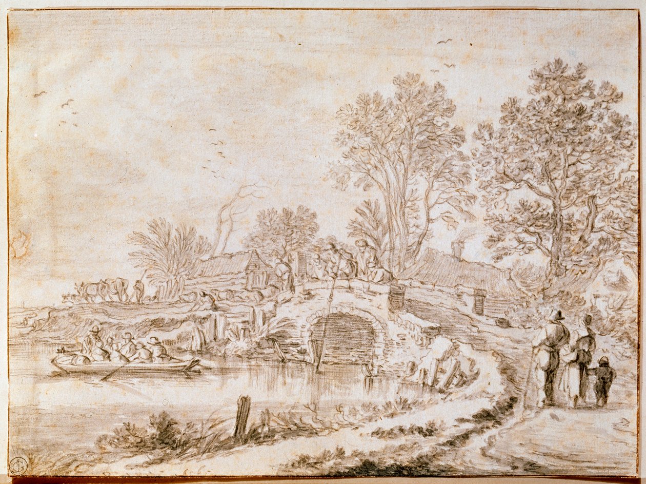 Híd egy csatorna felett, 1656. május hónap alkotó: Pieter Molijn