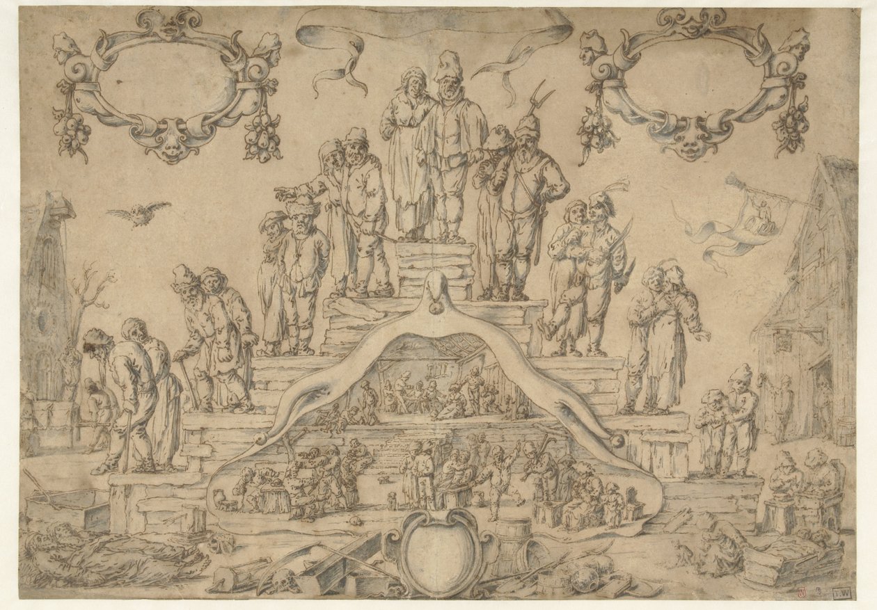 Öregkor lépcsője gazdákkal és gazdafeleségekkel alkotó: Pieter Nolpe (attributed to)