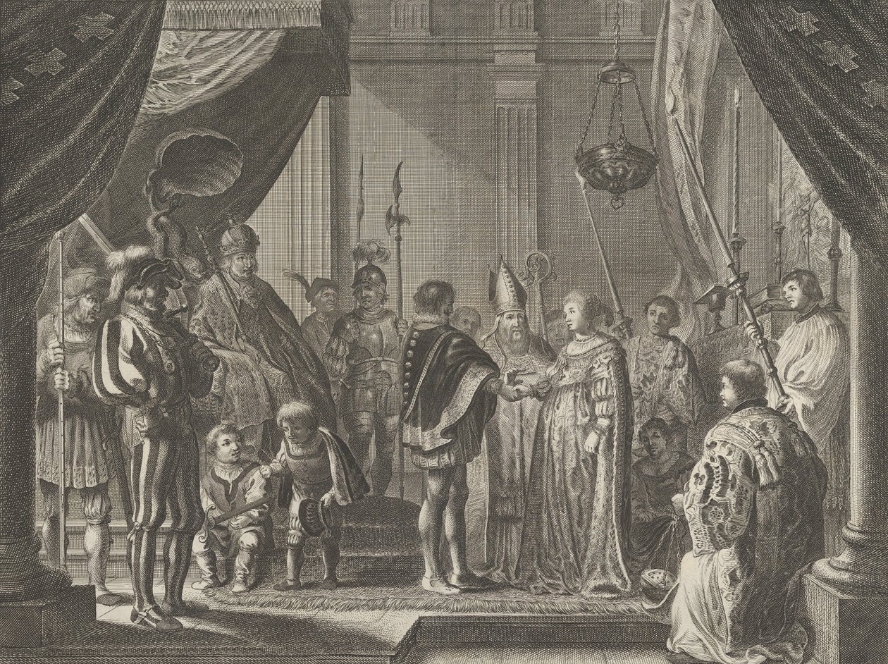 7. tábla: Francisco I. de Medici és Ausztriai Johanna házassága, Caspar Barlaeutól..., 1638. alkotó: Pieter Nolpe