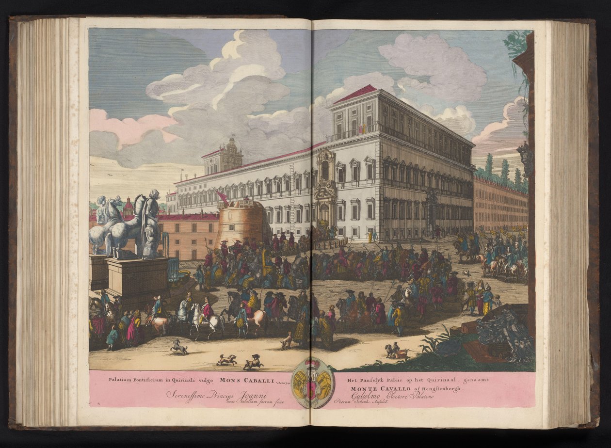 Piazza del Quirinale Rómában A Quirinale-i Pápai Palota, közismert nevén Mount Caball (...) (cím a tárgyon) alkotó: Pieter Schenk (I)