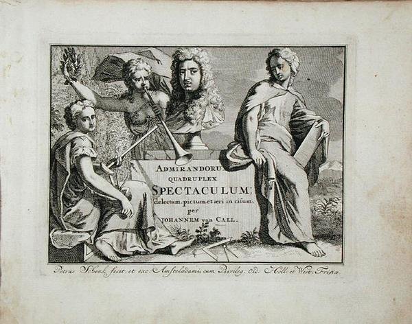 Címlap az „Admirandorum Quadruplex Spectaculum”-ból, Jan van Call (1656-1703), 1715 előtt megjelent (metszet) alkotó: Pieter Schenk