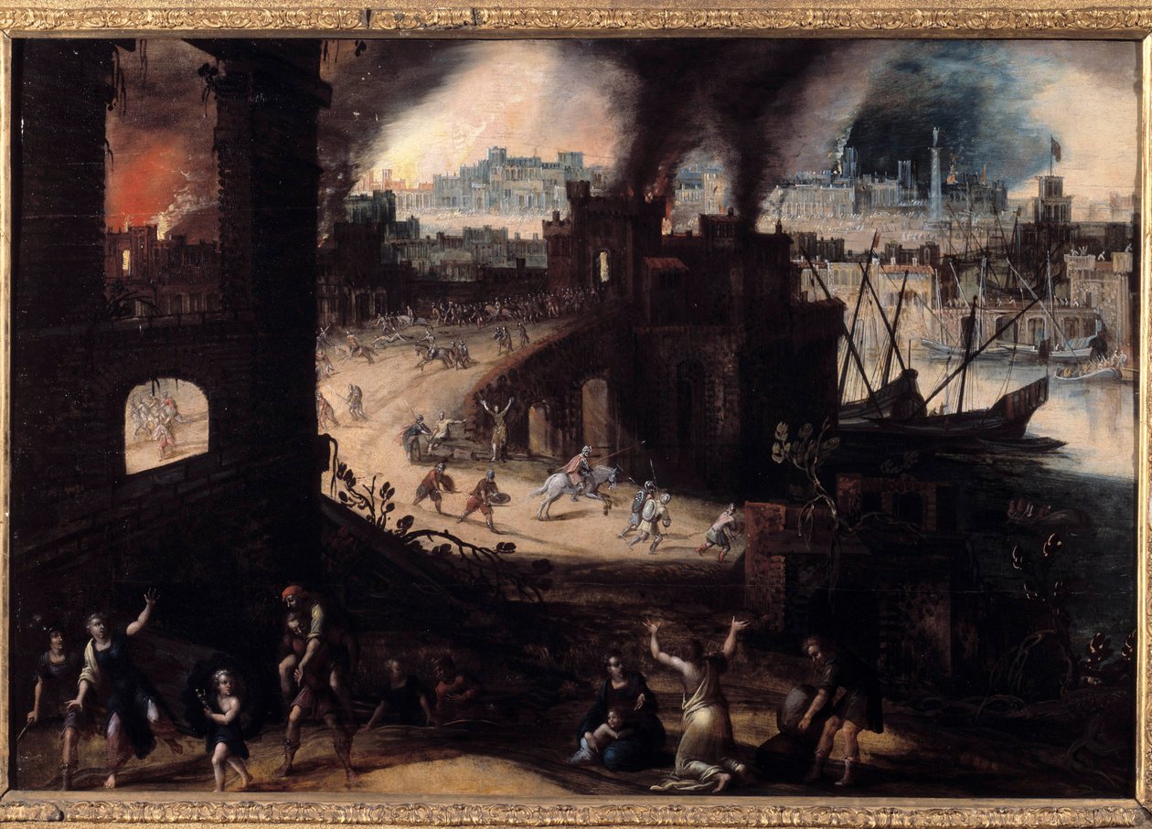 Pieter Schoubroeck (1570-1607) 17. századi Besancon trójai festményének pusztulása. Szépművészeti Múzeum alkotó: Pieter Schoubroeck
