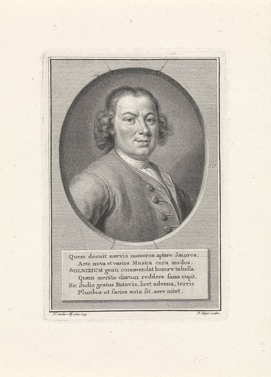 Anton Wilhelm Solnitz zeneszerző portréja 1708-1752, c. 1750 alkotó: Pieter Tanjé