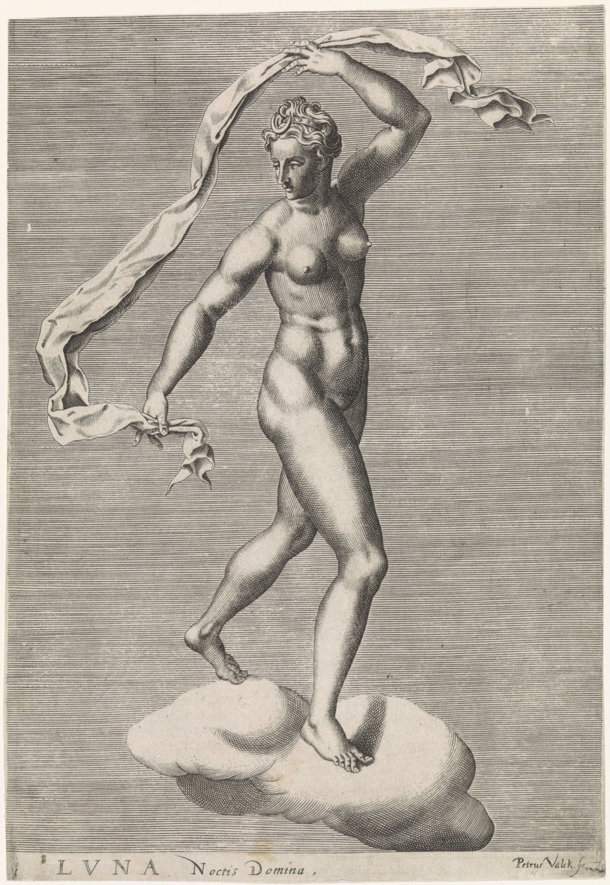 Diana mint Luna a felhőn Luna Noctis Domina (cím a tárgyon) A hét bolygó (cím az objektumon) alkotó: Pieter Valck