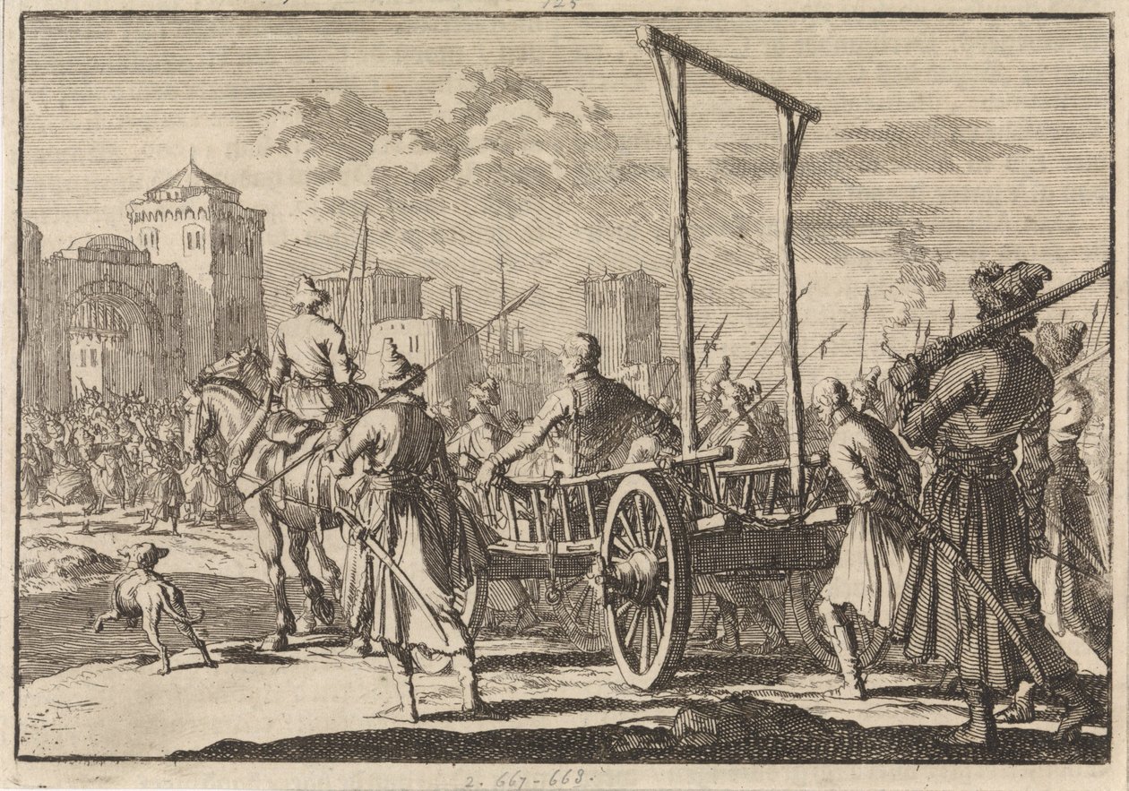Stepan Razin és testvére, Frol megérkezése vasketrecbe Moszkvába, 1671, 1698 alkotó: Pieter Van der Aa