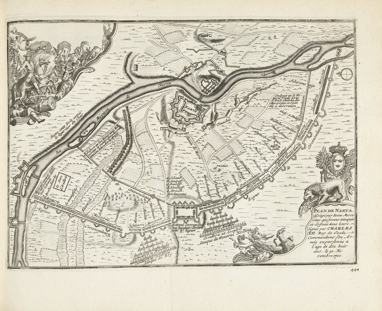 Narva ostroma és csata 1700-ban, 1726-ban alkotó: Pieter Van der Aa