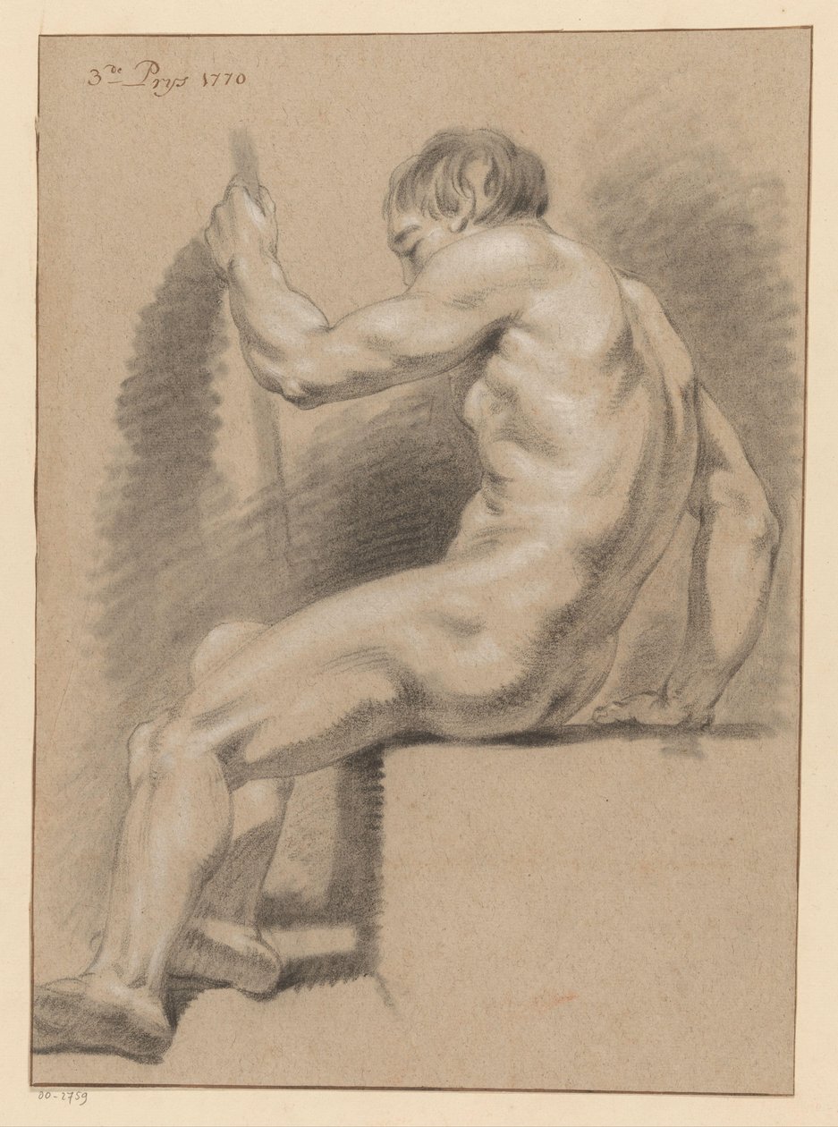 Ülő férfi akt, oldalnézet (3. díj, 1770) alkotó: Pieter Wagenaar (II)