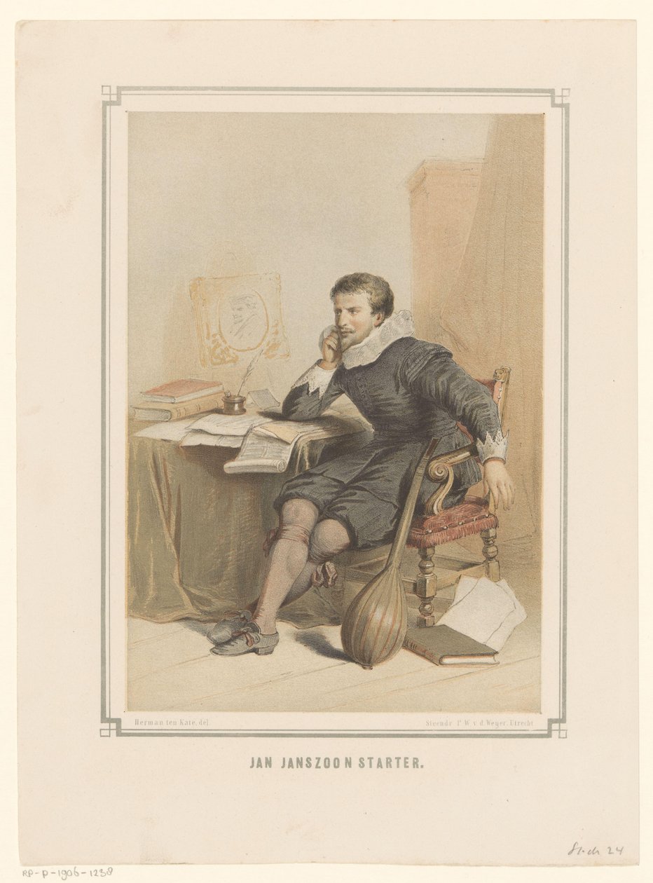 Jan Janszoon Indító az íróasztalánál alkotó: Pieter Wilhelmus van de Weijer