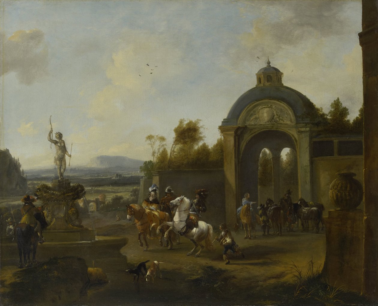 Vadászat egy szökőkútnál alkotó: Pieter Wouwerman