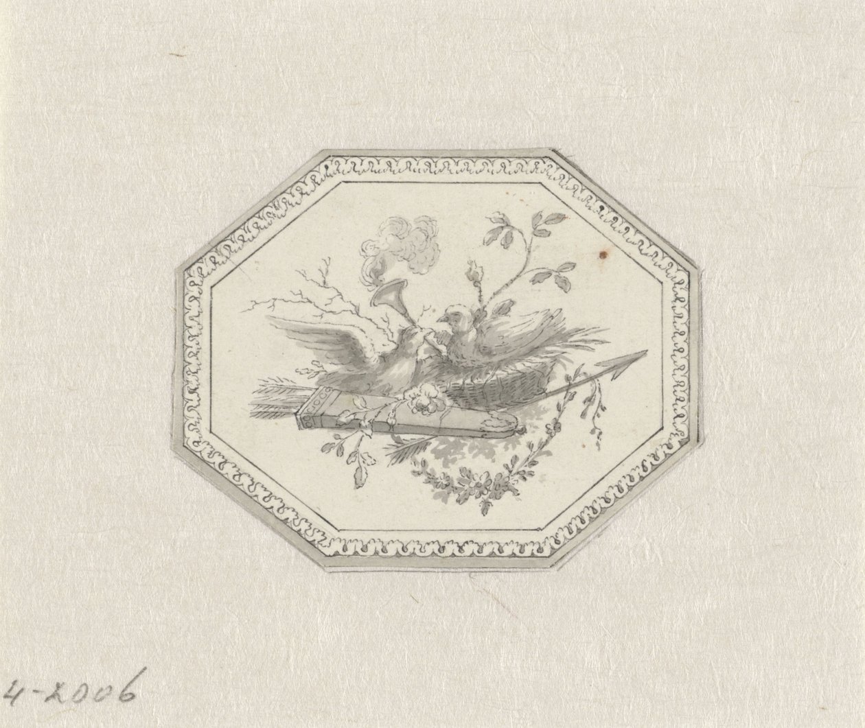 Gyümölcsös csendéletet ábrázoló vignett alkotó: Pieter de Goeje