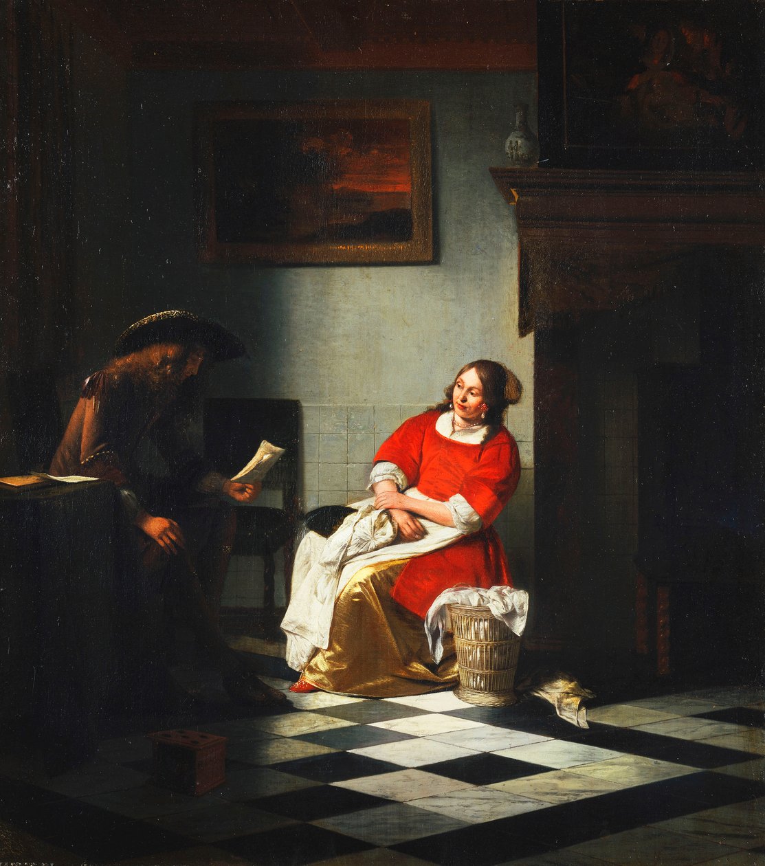 Egy úriember levelet olvas feleségének alkotó: Pieter de Hooch