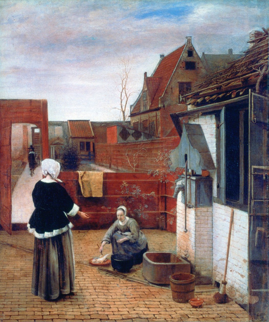 Egy nő és egy szobalány az udvaron, 1660-1661 alkotó: Pieter de Hooch
