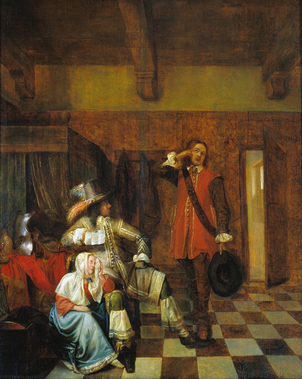 A rossz hír hordozója - A rossz hír hozója - Hooch, Pieter, de (1629-1684) - c. 1655 - Olaj, fa - 67,8x56 cm - Museu Nacional d