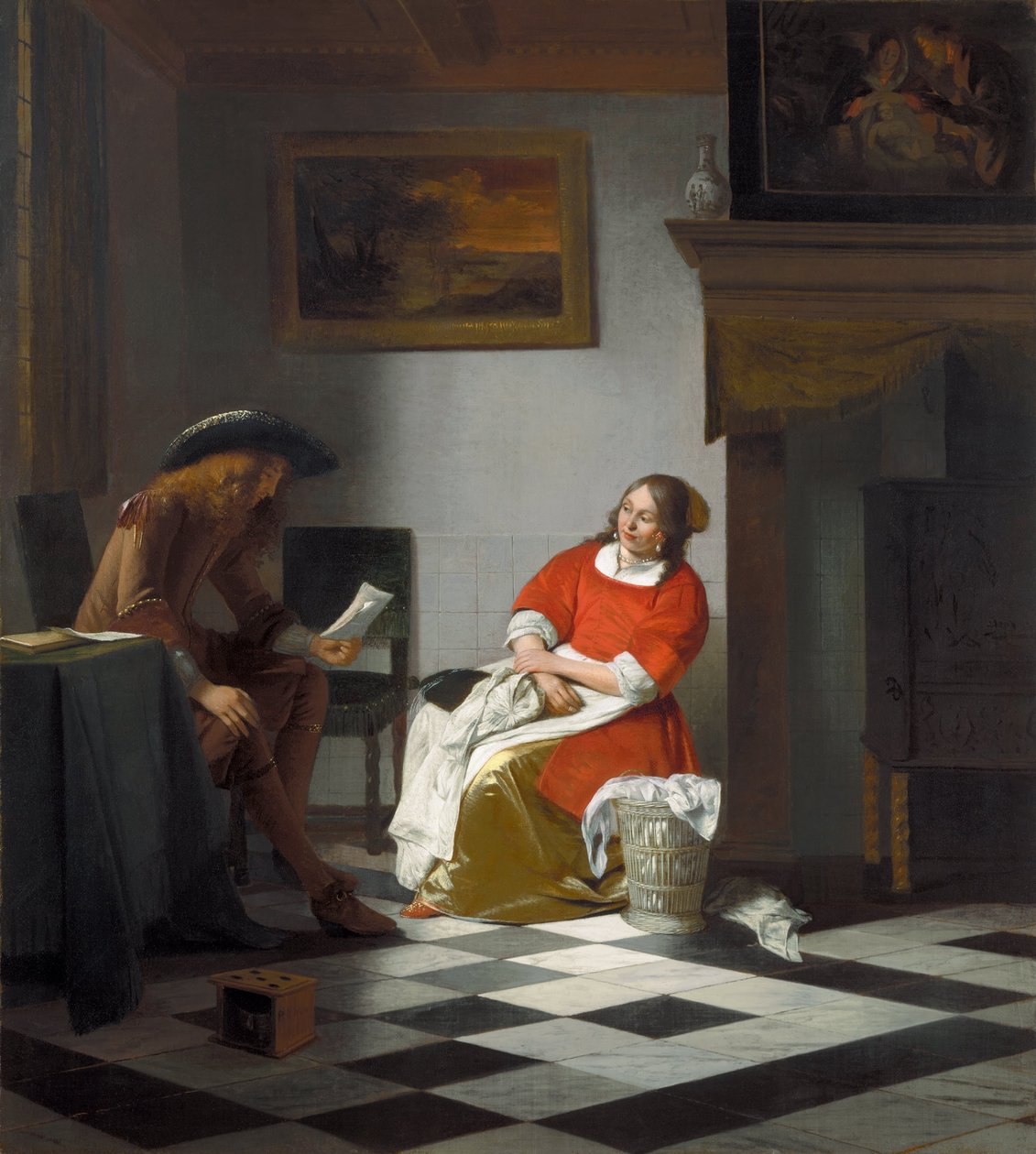 Férfi levelet olvas egy nőnek alkotó: Pieter de Hooch