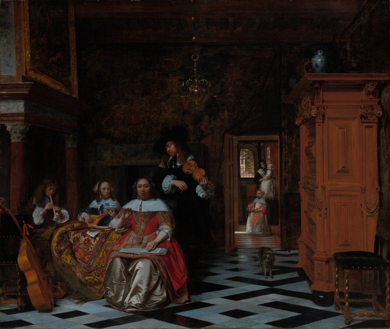 Zenét játszó család portréja alkotó: Pieter de Hooch