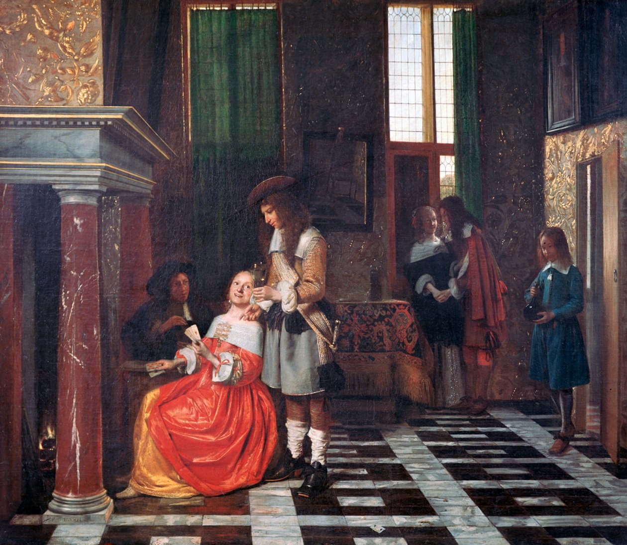 The Card Players, c1663-1665 alkotó: Pieter de Hooch