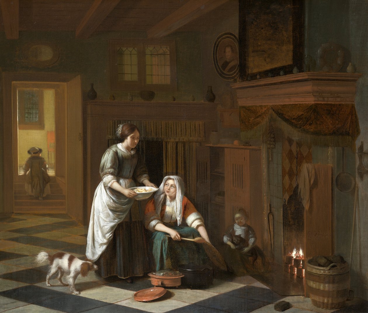 The Fireside, 1670-1675 körül (olaj, vászon) alkotó: Pieter de Hooch