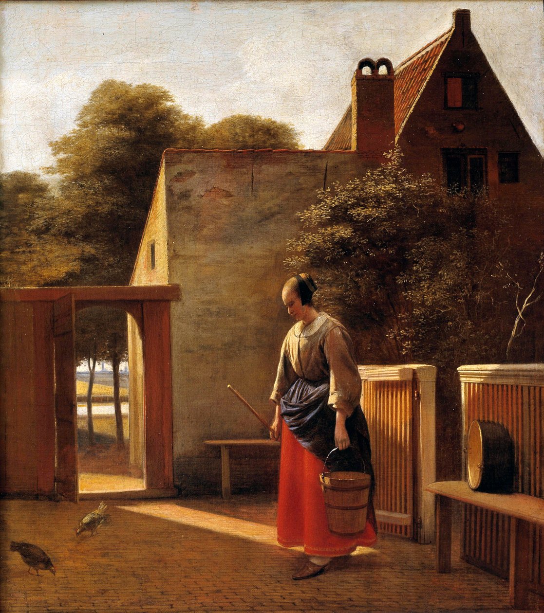 A szobalány egy holland város udvarán Peter Hoogh (1629-1681) festménye 17. századi magángyűjtemény alkotó: Pieter de Hooch