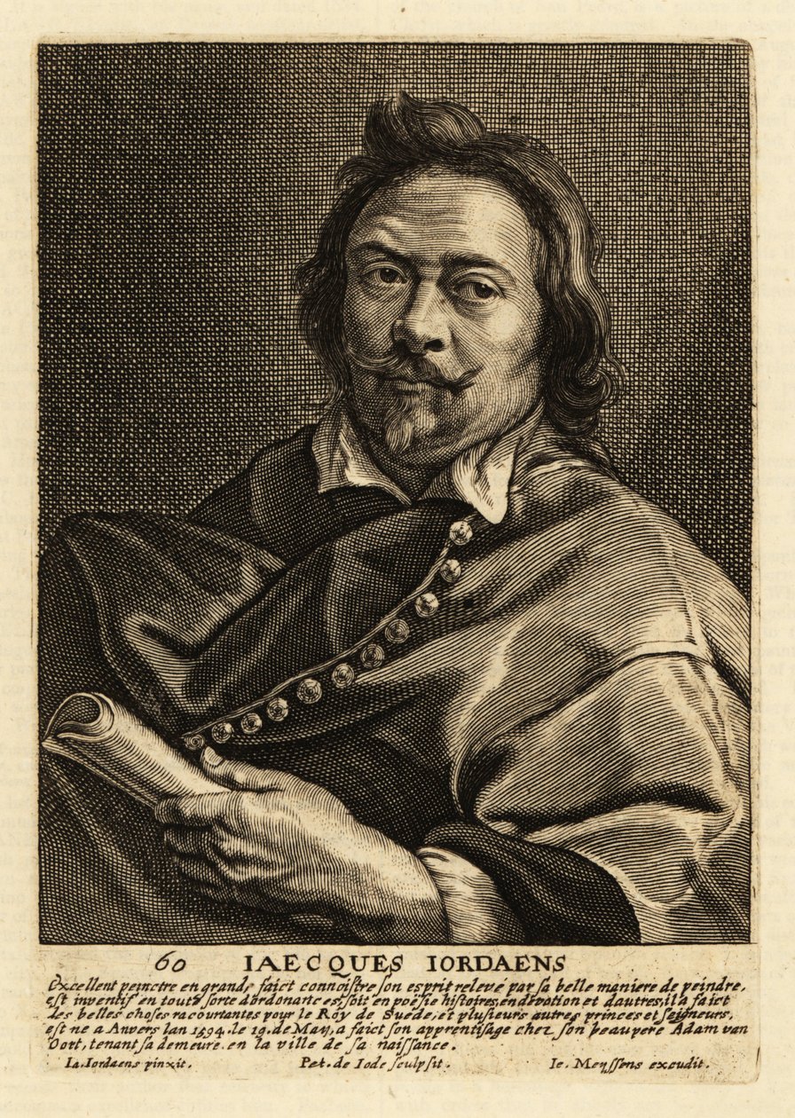 Jacques Jordaens, flamand festő, rajzoló és gobelintervező portréja, aki történeti festményeiről, műfaji jeleneteiről és portréiról ismert alkotó: Pieter de II Jode