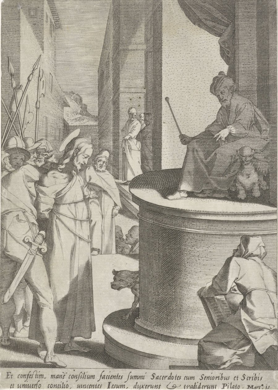 Krisztus Pilátusért Passie van Christus (sorozat címe) Passió és feltámadás (sorozat címe) alkotó: Pieter de Jode (I)